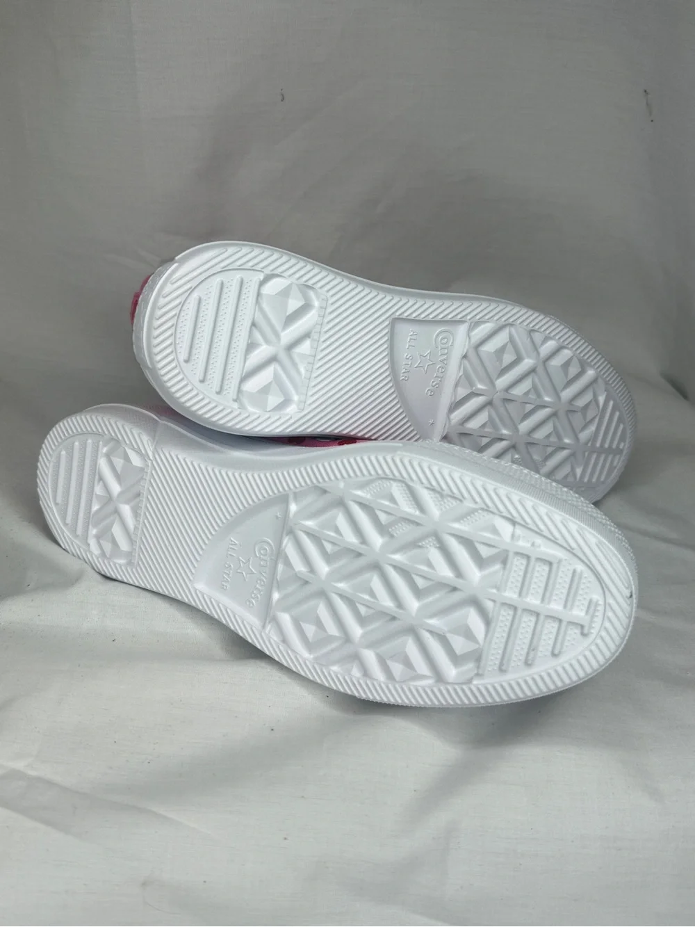 Converse High-Top Pink Canvas Sneakers with Red Heart Print